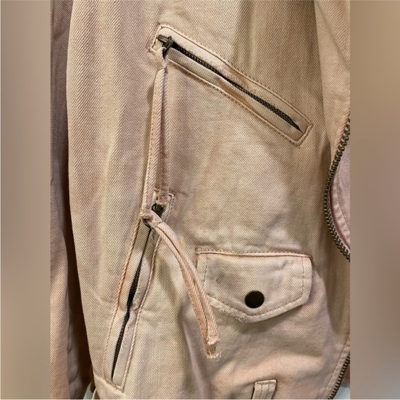 Free People Light Pink Denim Motorcycle Style Jacket - Picture 10 of 12